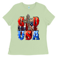 Matcha God bless the USA  4th of july Ladies Tee - CowGirlArtShop