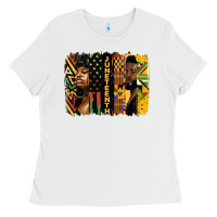 White juneteenth brush stroke Ladies Tee - HRA Design Shop
