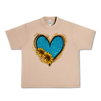 Burro Gold Glitter Sunflower Blue Heart Urban Heavy Tee - Jasminsmagicworld