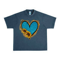 Midnight Navy Gold Glitter Sunflower Blue Heart Urban Heavy Tee - Jasminsmagicworld