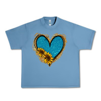 Pebble Blue Gold Glitter Sunflower Blue Heart Urban Heavy Tee - Jasminsmagicworld