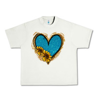Pistachio Gold Glitter Sunflower Blue Heart Urban Heavy Tee - Jasminsmagicworld