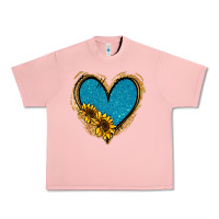 Salmon Gold Glitter Sunflower Blue Heart Urban Heavy Tee - Jasminsmagicworld