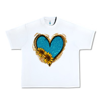 Gold Glitter Sunflower Blue Heart Urban Heavy Tee | Teevron