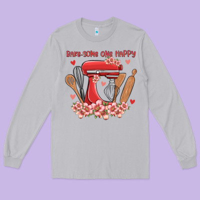 Bake Same One Happy Long Sleeve Tee Designed By Maliassmallbusiness