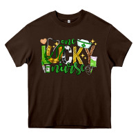Chocolate Brown st patricks day one lucky nurse Heavy Core Tee - Neo Western