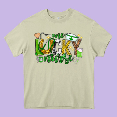 St Patricks Day One Lucky Nurse Heavy Core Tee Designed By Neo Western