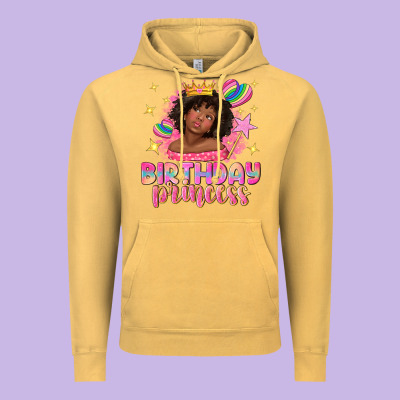Birthday Princess With Afro Girl Vintage Hoodie Designed By Nancycooperartshop