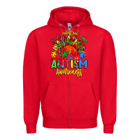 Red accept understand love autism awareness Zipper Hoodie - Artiststas