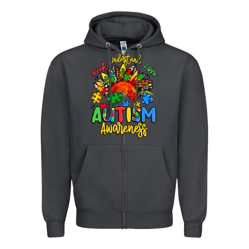 Accept Understand Love Autism Awareness Zipper Hoodie by Artiststas | Teevron