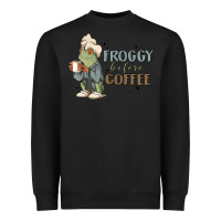 Black froggy before coffee Heavyweight Sweatshirt - MaliasSmallBusiness