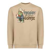 Mushroom froggy before coffee Heavyweight Sweatshirt - MaliasSmallBusiness