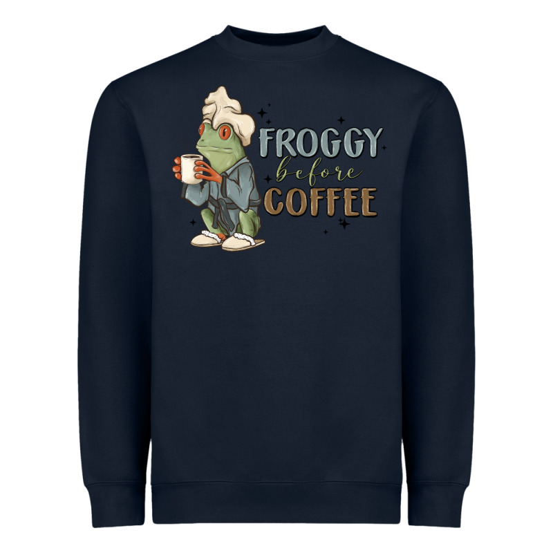 Froggy Before Coffee Heavyweight Sweatshirt by MaliasSmallBusiness | Teevron
