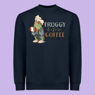 Froggy Before Coffee Heavyweight Sweatshirt Designed By Maliassmallbusiness