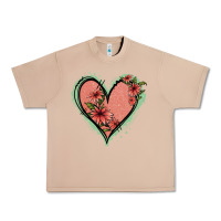 Pink Glitter Floral Heart Urban Heavy Tee | Teevron