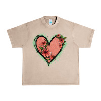 French Oak Pink Glitter Floral Heart Urban Heavy Tee - Jasminsmagicworld