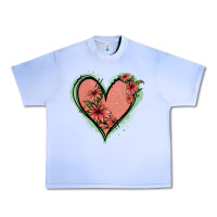 Grape Ice Pink Glitter Floral Heart Urban Heavy Tee - Jasminsmagicworld