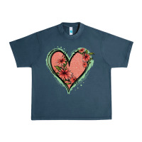 Midnight Navy Pink Glitter Floral Heart Urban Heavy Tee - Jasminsmagicworld