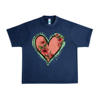 Navy Pink Glitter Floral Heart Urban Heavy Tee - Jasminsmagicworld