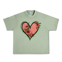 Oil Green Pink Glitter Floral Heart Urban Heavy Tee - Jasminsmagicworld