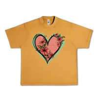 Peanut Butter Pink Glitter Floral Heart Urban Heavy Tee - Jasminsmagicworld