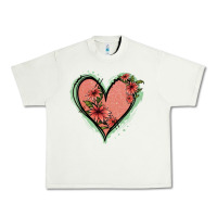 Pistachio Pink Glitter Floral Heart Urban Heavy Tee - Jasminsmagicworld