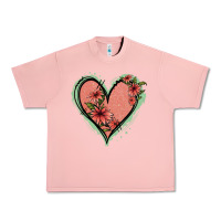 Salmon Pink Glitter Floral Heart Urban Heavy Tee - Jasminsmagicworld
