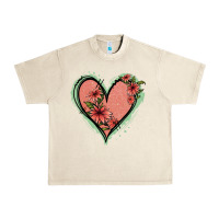 Sandshell Pink Glitter Floral Heart Urban Heavy Tee - Jasminsmagicworld