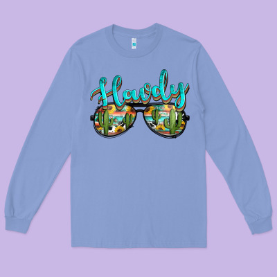 Western Howdy Police Sunglasses Long Sleeve Tee Designed By Nancycooperartshop