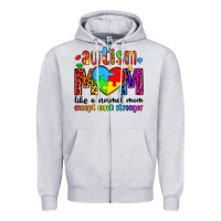 Heather Grey autism mom like a normal mom except much stronger Zipper Hoodie - Artiststas