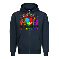 Navy autism mom like a normal mom except much stronger Zipper Hoodie - Artiststas