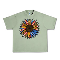 Oil Green Patriotic Sunflower Urban Heavy Tee - Jasminsmagicworld