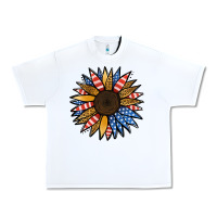 White Patriotic Sunflower Urban Heavy Tee - Jasminsmagicworld
