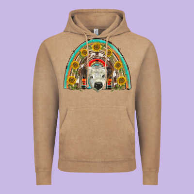 Scottish White Calf  Rainbow Vintage Hoodie Designed By Barkaloodesign