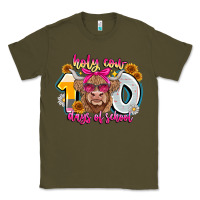 Army Green Holy Cow 100 Days Of School Classic Tee - CowhideDigitalArt