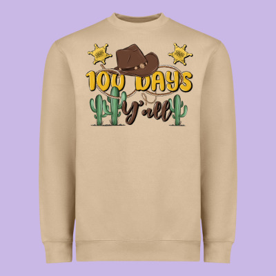 100 Days Y'all Heavyweight Sweatshirt Designed By Maliassmallbusiness