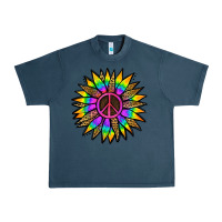 Midnight Navy Peace Hippie Sunflower Urban Heavy Tee - Jasminsmagicworld