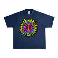 Navy Peace Hippie Sunflower Urban Heavy Tee - Jasminsmagicworld
