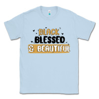 Dusty Blue black blessed & beautiful Classic Tee - MaliasSmallBusiness