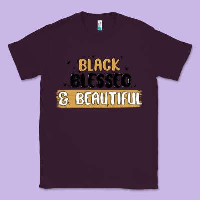 Black Blessed & Beautiful Classic Tee Designed By Maliassmallbusiness