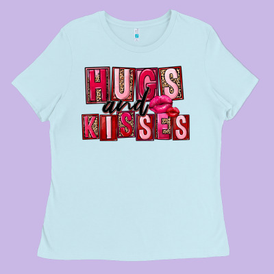 Hugs And Kisses Ladies Tee Designed By Fadigitalartstudio