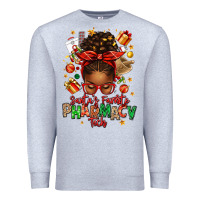 Heather Grey santas favorite pharmacy tech afro messy bun Premium Sweatshirt - texasbilliewilder