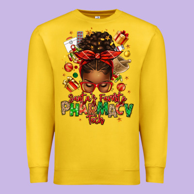 Santas Favorite Pharmacy Tech Afro Messy Bun Premium Sweatshirt Designed By Texasbilliewilder