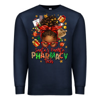 Navy santas favorite pharmacy tech afro messy bun Premium Sweatshirt - texasbilliewilder
