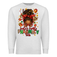 Oatmeal Heather santas favorite pharmacy tech afro messy bun Premium Sweatshirt - texasbilliewilder
