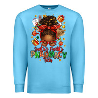 Ocean Blue santas favorite pharmacy tech afro messy bun Premium Sweatshirt - texasbilliewilder