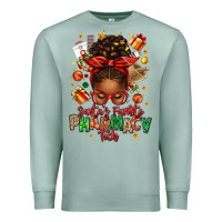 Seafoam santas favorite pharmacy tech afro messy bun Premium Sweatshirt - texasbilliewilder