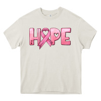 Cream hope and pink ribbon Heavy Core Tee - HRA Design Shop