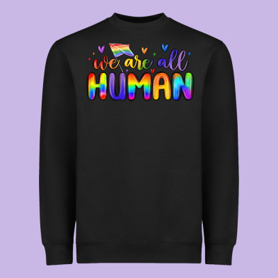 We Are All Human Heavyweight Sweatshirt Designed By Maliassmallbusiness