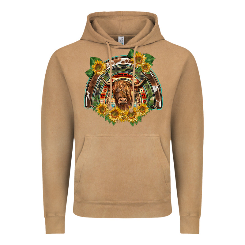 Scottish Calf Sunflowers Rainbow Vintage Hoodie by BarkalooDesign | Teevron
